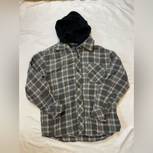 Boys Bold Blue size 5 gray/black hooded flannel shirt